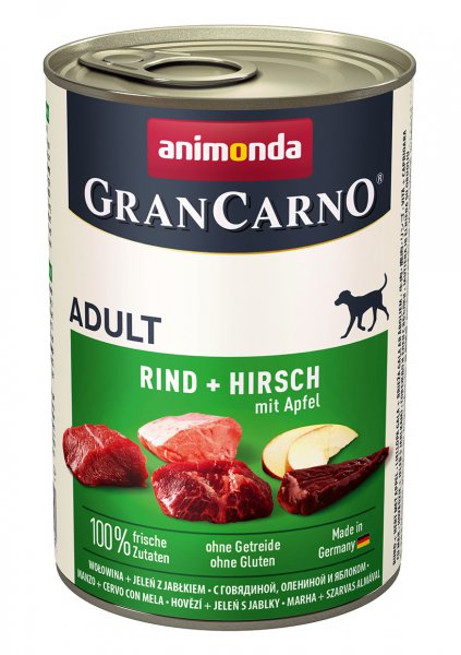 GranCarno Adult konzerva Jelení maso s jablky 400g