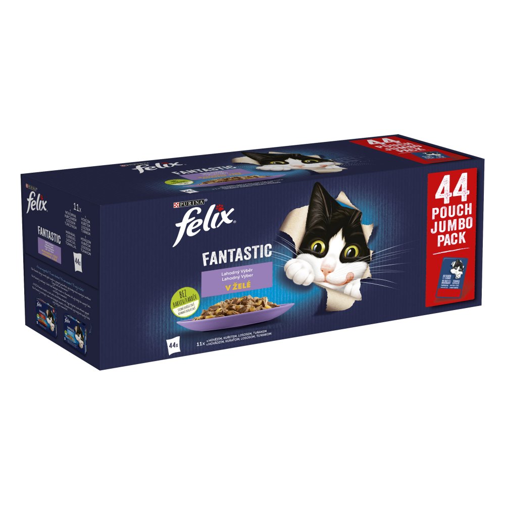 Felix Fantastic Multipack kapsičky hovězí/ kuře/ losos/ tuňák v želé 88x85g