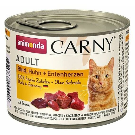 Animonda Cat Carny Adult hovězí + kuře + kachní srdce 6x200g