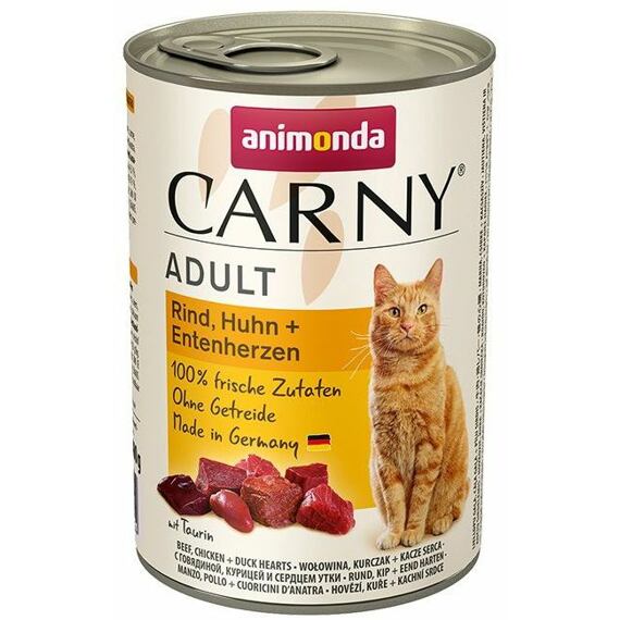 Animonda Cat Carny hovězí, kuře + kachní srdce 400g