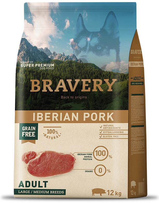 Bravery Dog Adult Large/Medium Pork 2x12kg