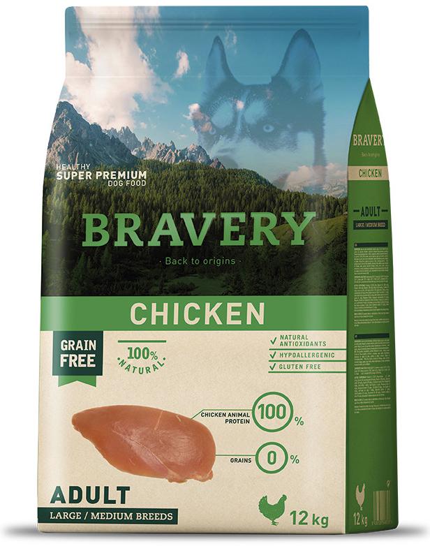 Bravery Dog Adult Large/Medium Chicken 12kg