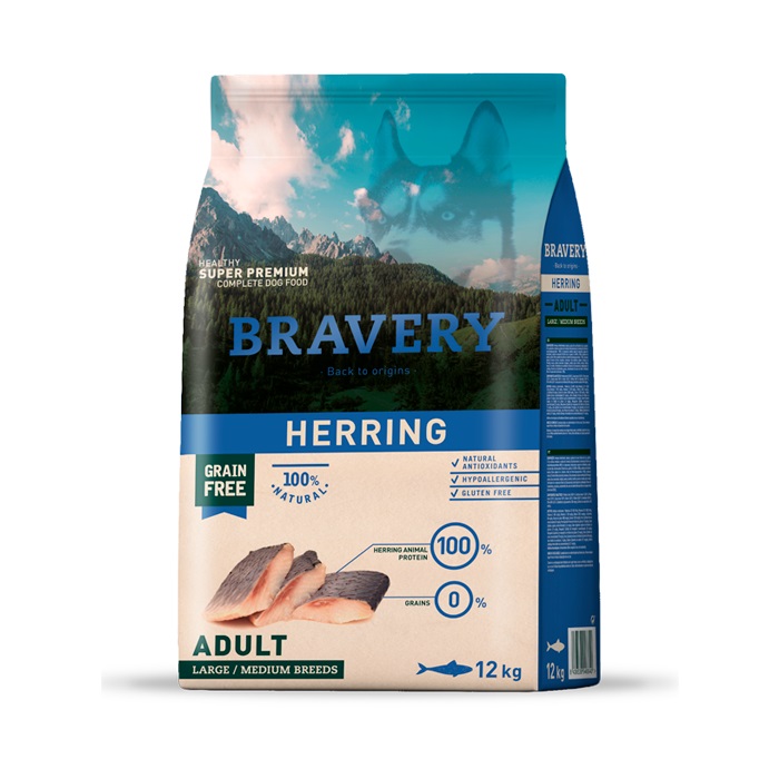 Bravery Dog Adult Large/Medium Herring 12kg