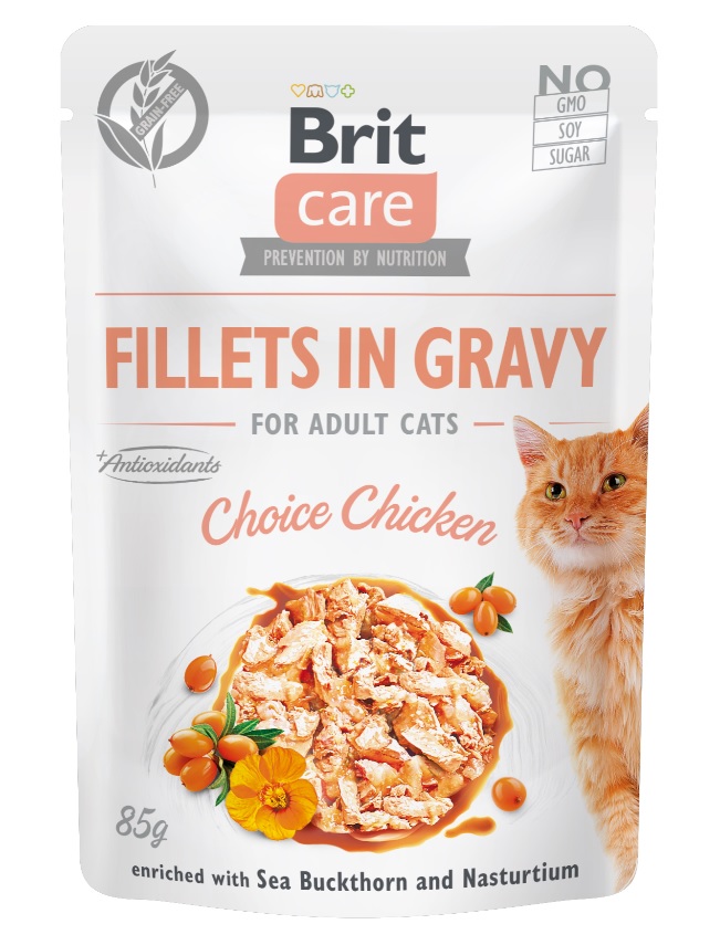 Brit Care Cat kapsička Fillets in Gravy Choice Chicken 24x85g