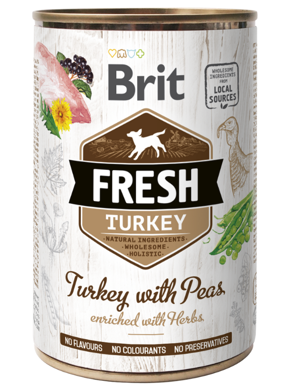 Brit Fresh Dog konzerva Turkey with Peas_new