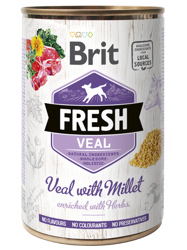 Brit Fresh Dog konzerva Veal with Millet 6x400g