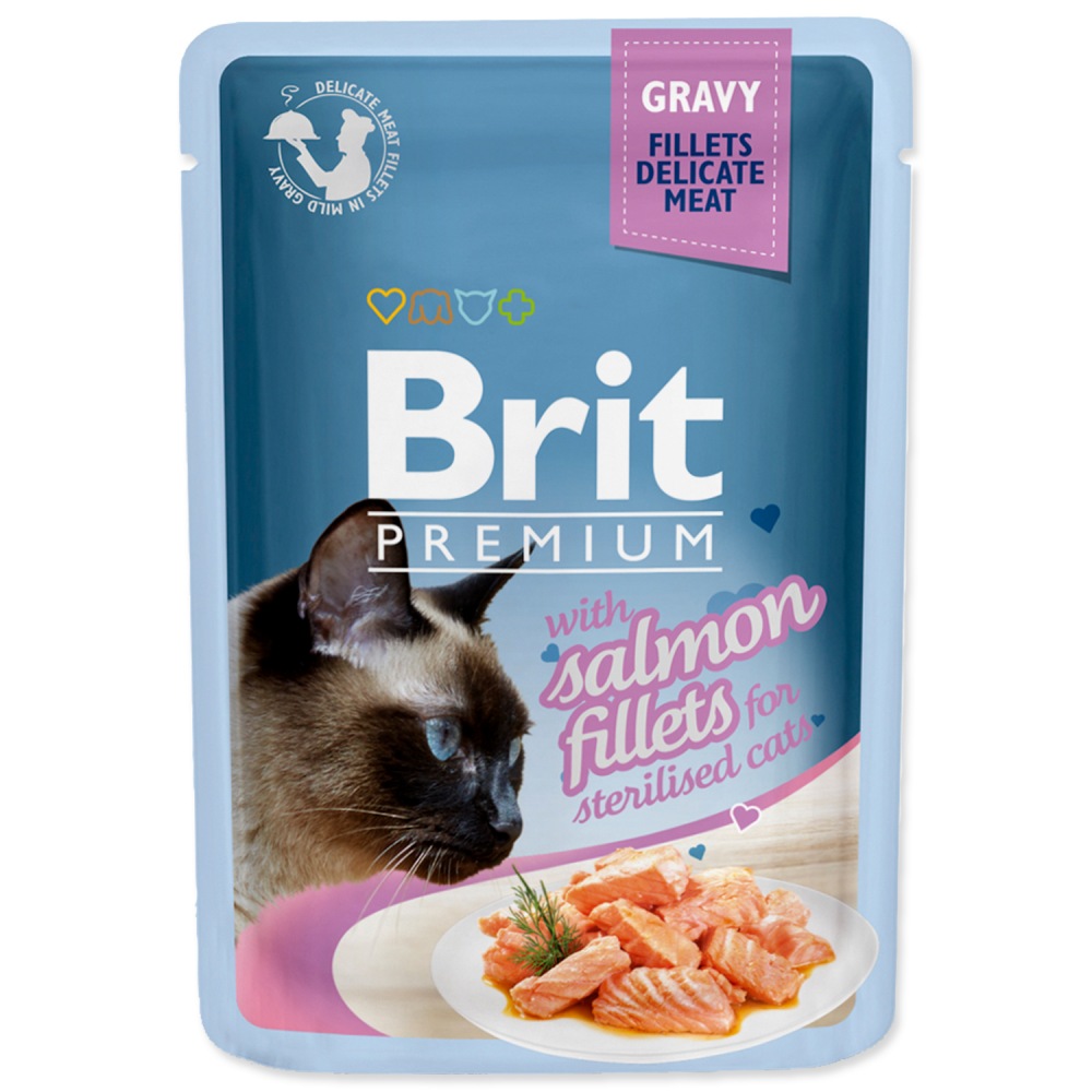 Brit Premium Kapsička Cat Delicate Fillets Sterilised Salmon Gravy 24x85g