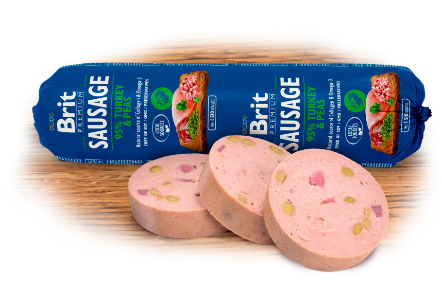 Brit Premium Sausage Turkey & Peas 800g