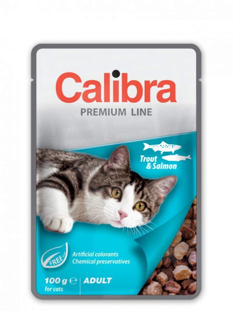 Calibra Premium Cat kapsička Adult pstruh a losos v omáčce 24x100g