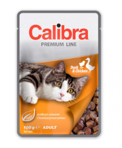 Calibra Premium Cat kapsička Adult kachní a kuřecí v omáčce 24x100g