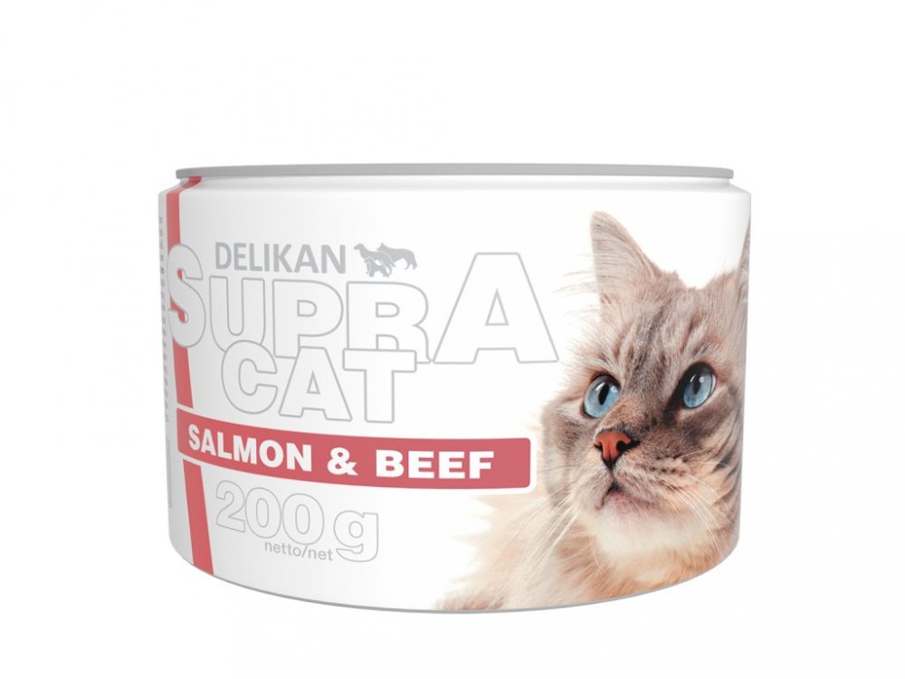 Delikan Supra Cat Konzerva Salmon & Beef 200g