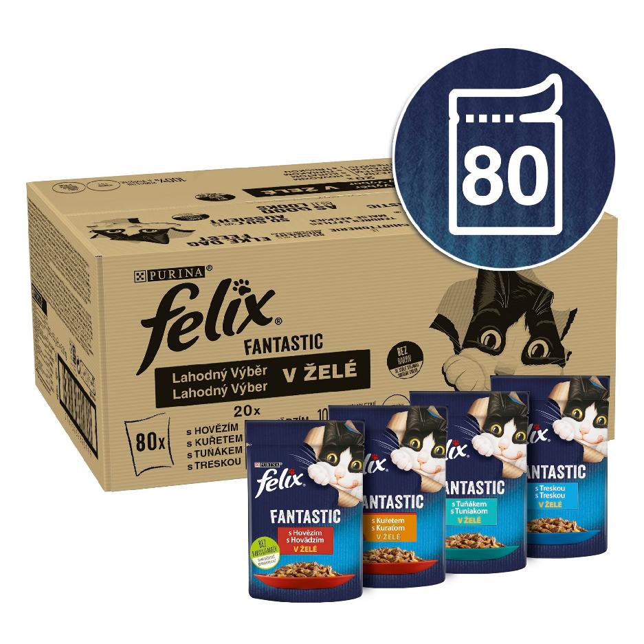 Felix Fantastic Multipack hovězí/ kuře/ tuňák/treska v želé 80x85g