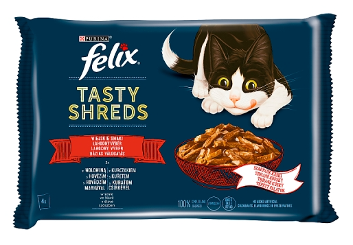 Felix TASTY SHREDS Lahodný výběr ve šťávě 4x80g