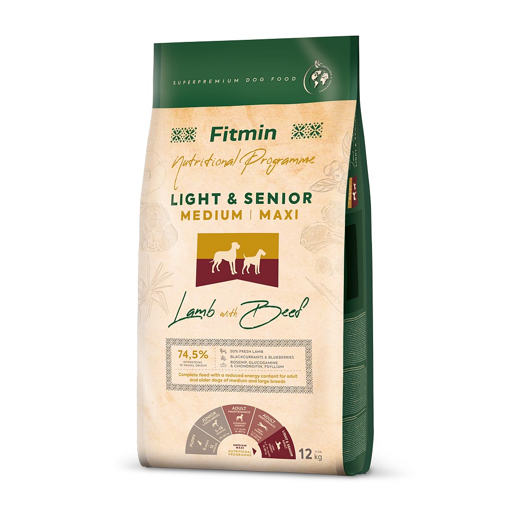 Fitmin Dog Medium Maxi Light Senior Lamb With Beef 12kg