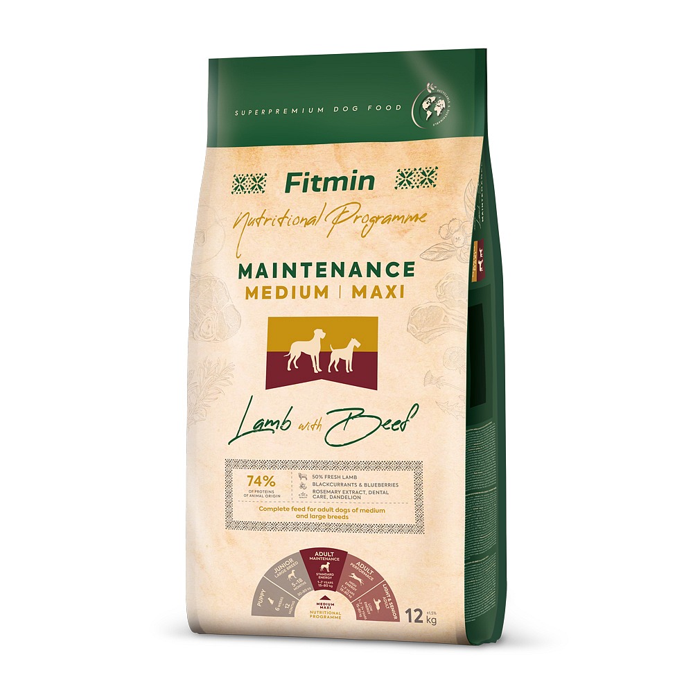 Fitmin Dog Medium Maxi Maintenance Lamb with beef 2x12kg