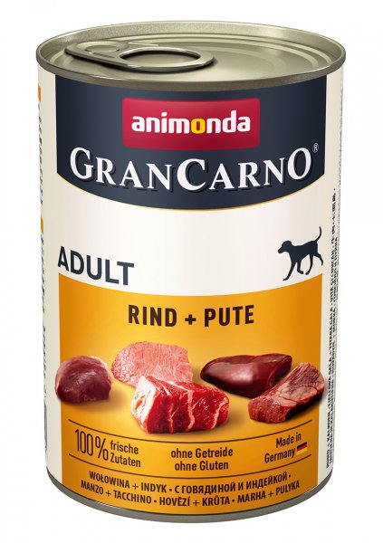 GranCarno Adult konzerva Hovězí + krocan 400g