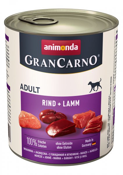 GranCarno Adult konzerva Hovězí + jehněčí 800g