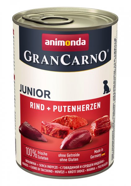 Gran Carno Junior konzerva Hovězí + krůtí srdce