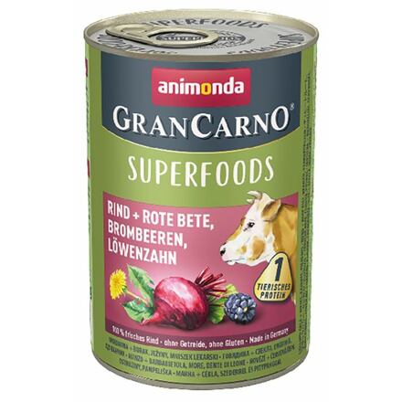 GranCarno Superfoods hovězí,čv.řepa,ostružiny,pampeliška pro psy 400g