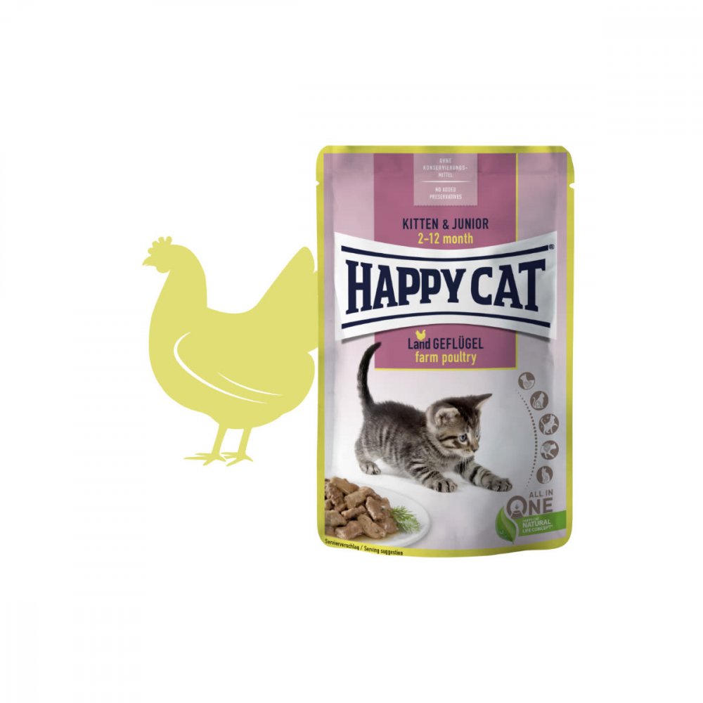Happy Cat kapsička Meat in Sauce Kitten & Junior Land-Geflügel 24x85g