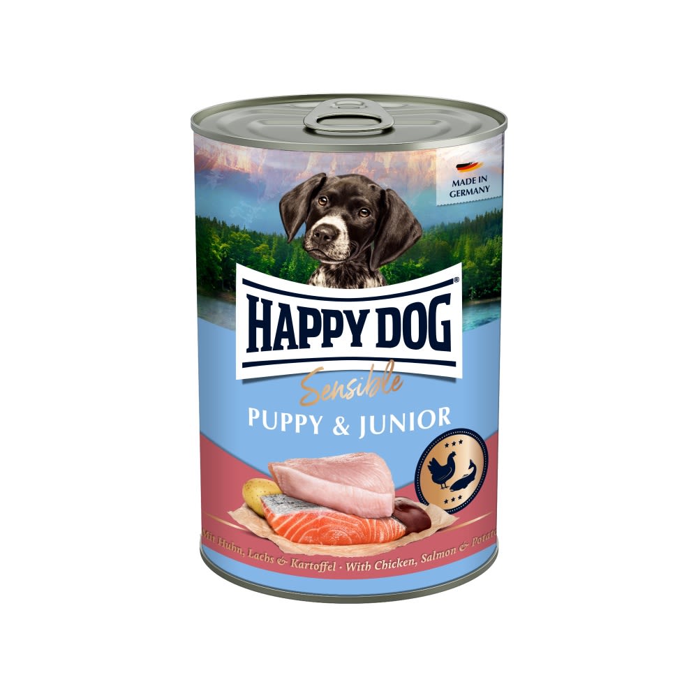 Happy Dog Konzerva Puppy&Junior Huhn, Lachs & kartoffel 200g