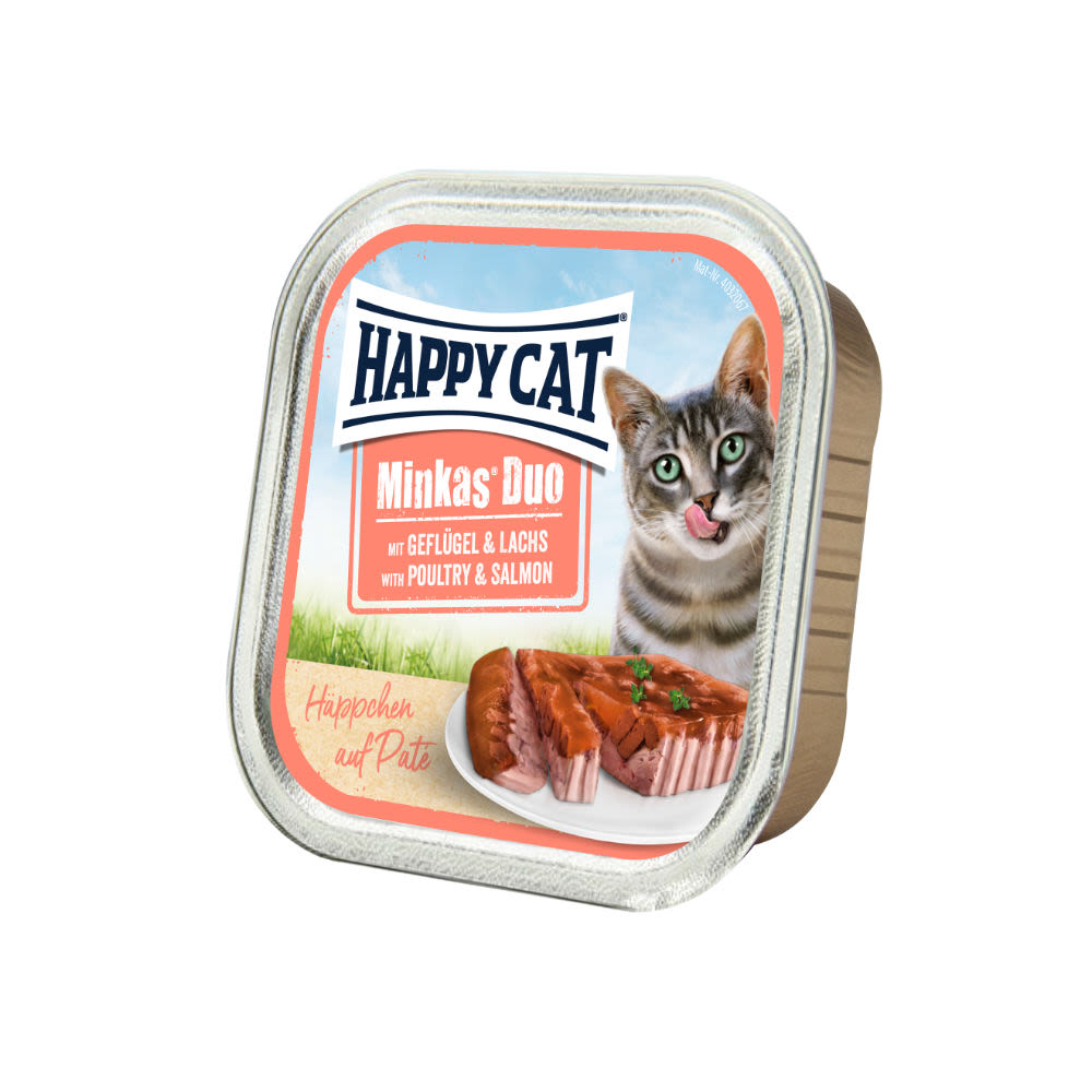 Happy Cat Minkas Duo - Drůbež & Losos 12x100g