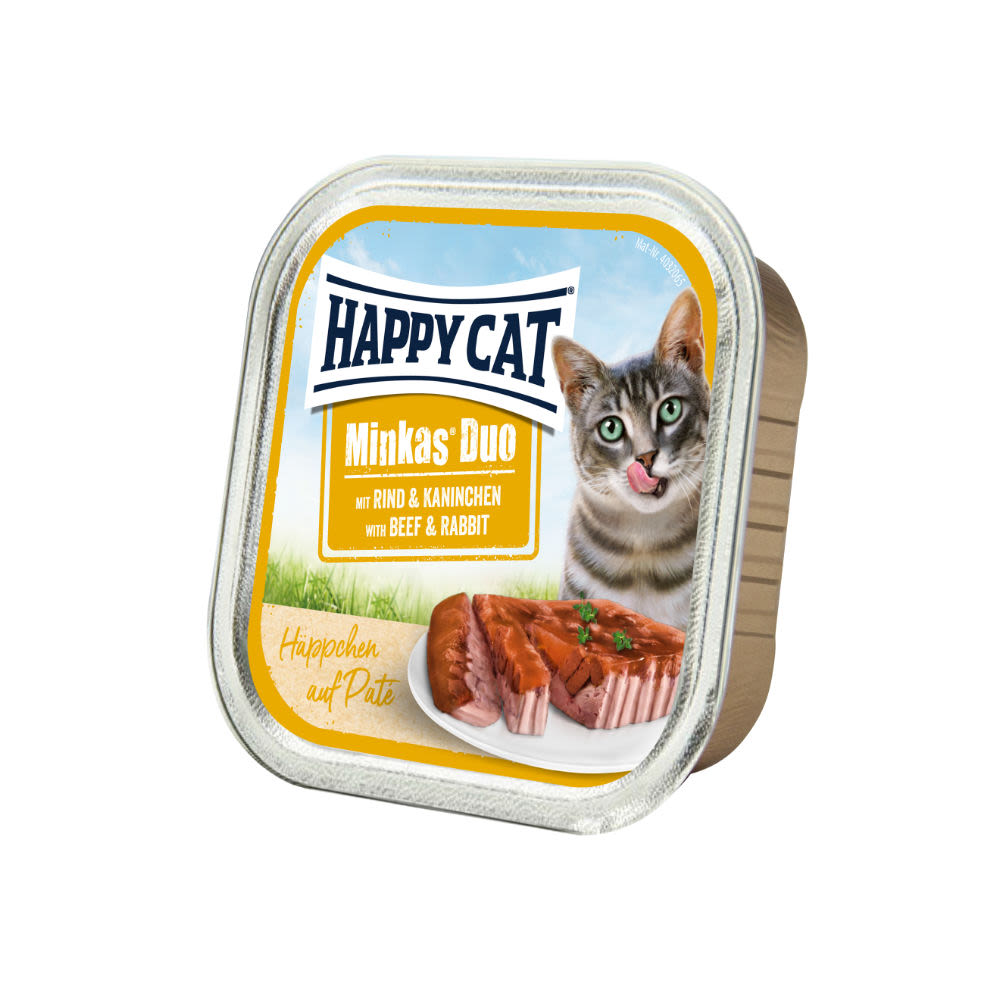 Happy Cat Minkas Duo - Hovězí & Králík 12x100g