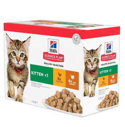 Hill's Feline kapsička Kitten Multipack kuře/krůta 12x85g