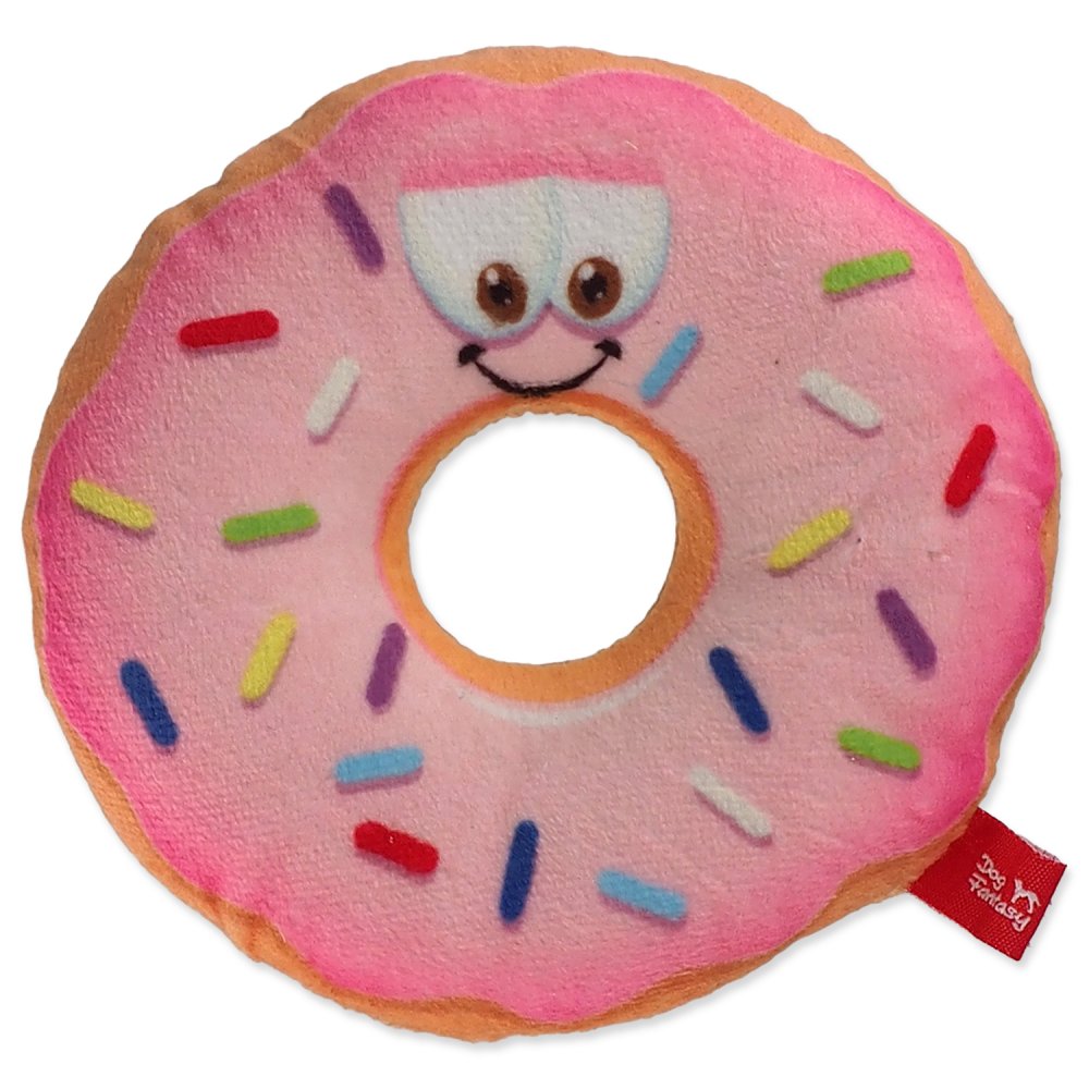 Hračka Dog Fantasy Donut s obličejem růžový 12 cm