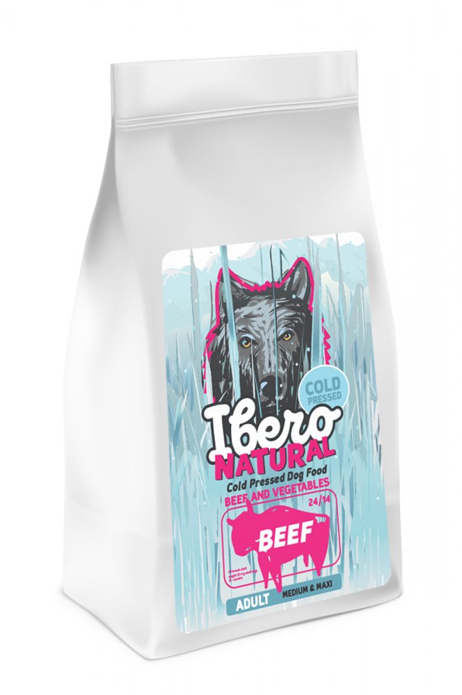 Ibero Cold Pressed Dog Adult Medium & Maxi Beef 12kg+3kg