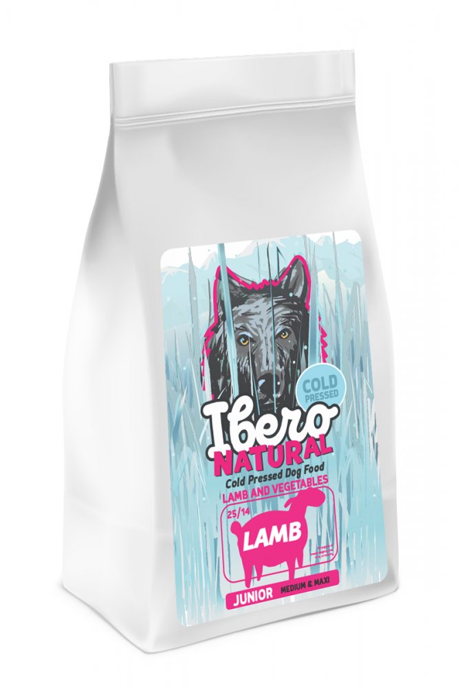 Ibero Cold Pressed Dog Junior Medium & Maxi Lamb 12kg+3kg