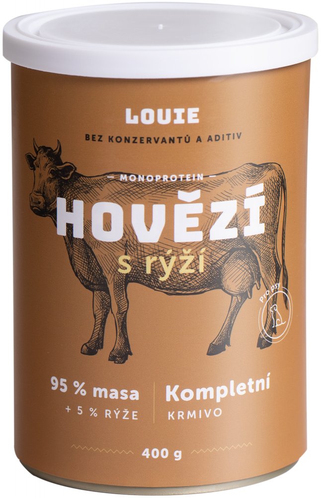 Louie Dog konzerva Hovězí s rýží 400g