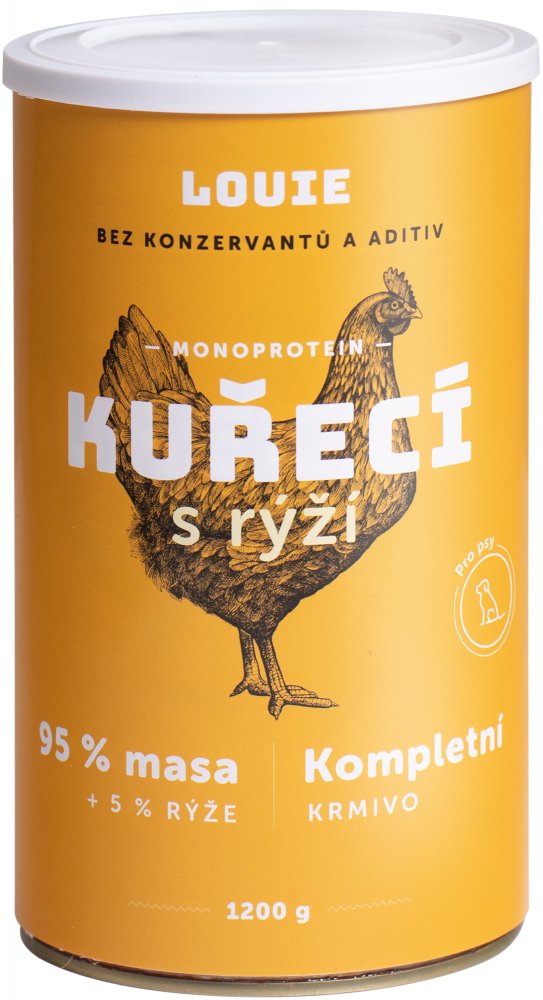 Louie Dog konzerva Kuřecí s rýží 1200g