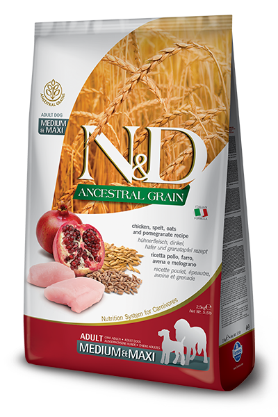 N&D Ancestral Grain Dog Adult M/L Chicken & Pomegranate 2,5kg