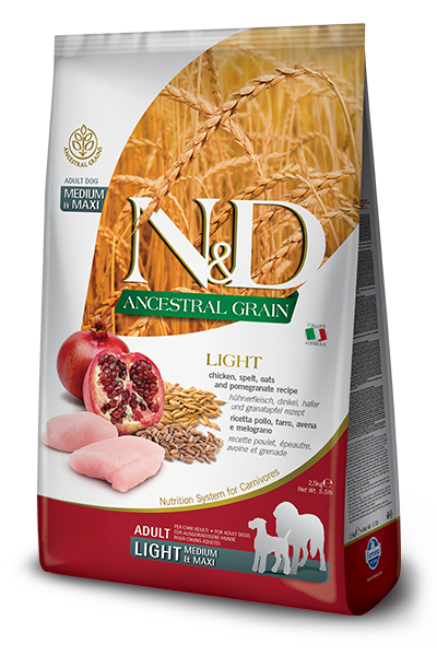 N&D Ancestral Grain Dog Light M&L Chicken & Pomegranate 2x12kg