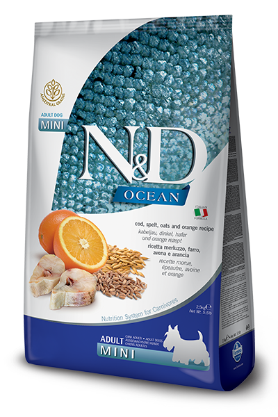 N&D Low Grain Dog Ocean Adult Mini Cod, Spelt, Oats & Orange_pytel