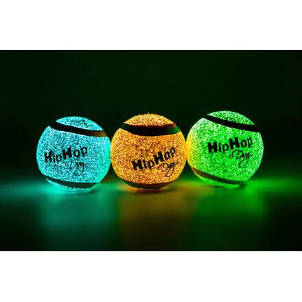 HipHop Neonový ve tmě svítící tenis. míč pískací 6,5 cm (3 ks/bal)