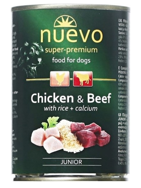 Nuevo konzerva Dog Junior Chicken & Beef 400g