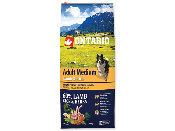 Ontario Adult Medium Lamb & Rice 12kg