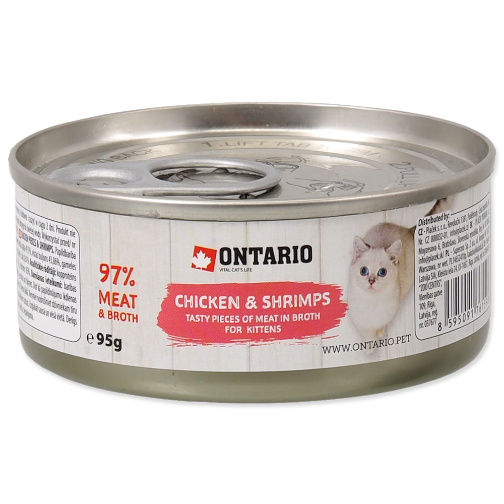 Ontario Cat konzerva Kitten Chicken & Shrimps 6x95g