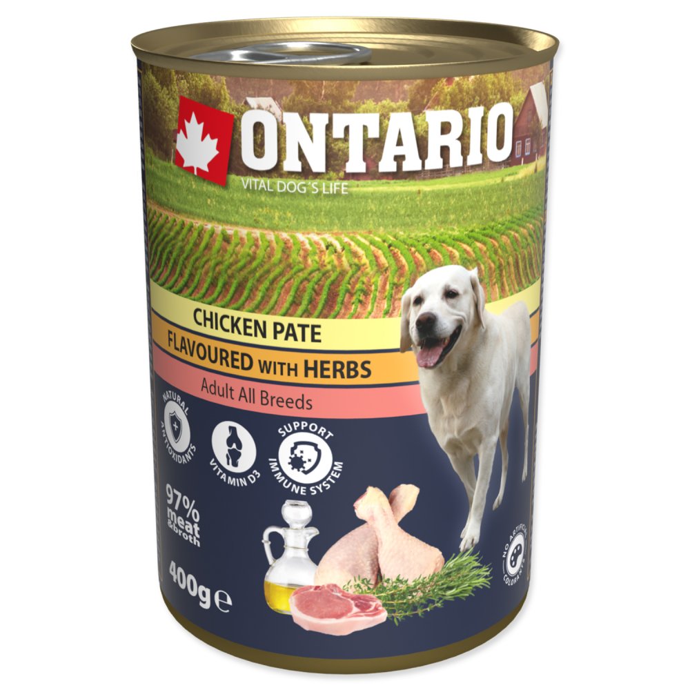 Ontario Dog Chicken Pate Flavoured with Herbs 400g