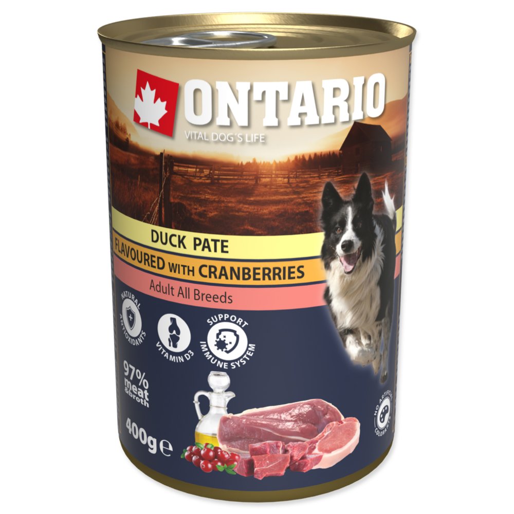 Ontario Dog Duck Pate Flavoured With Cranberries 400g