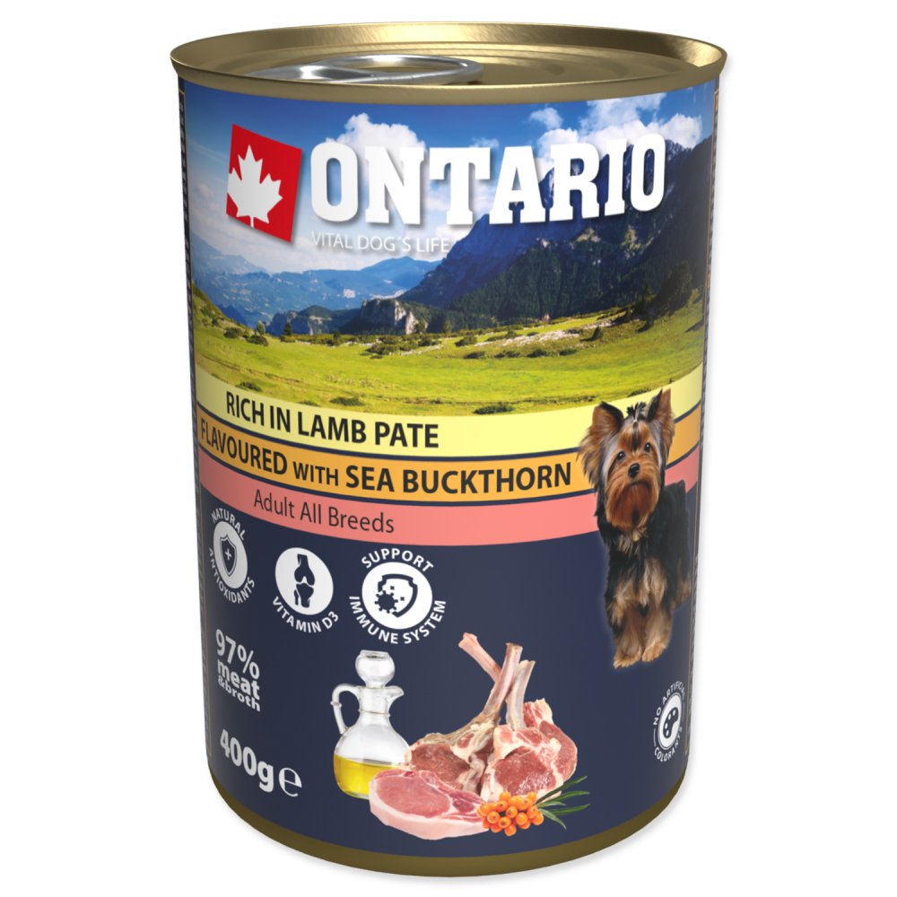 Ontario Dog Rich In Lamb Pate Flavoured with Sea Buckthorn 400g