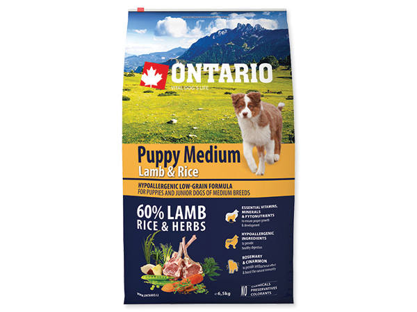 Ontario Puppy Medium Lamb & Rice 6,5kg