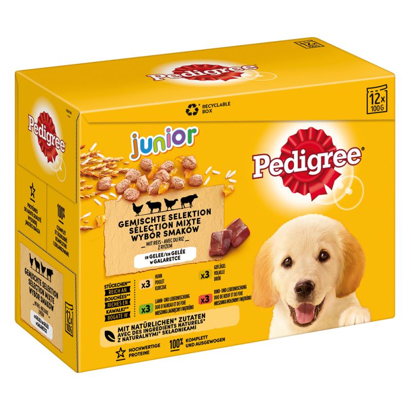 Pedigree Kapsičky Junior smíšený výběr s rýží v želé 12x100g