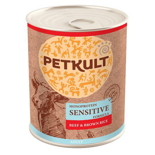 Petkult Dog konzerva Monoprotein Sensitive Beef & Brown rice 800g