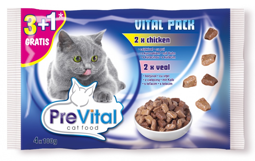 PreVital Cat kapsa kuřecí + telecí 4x100g