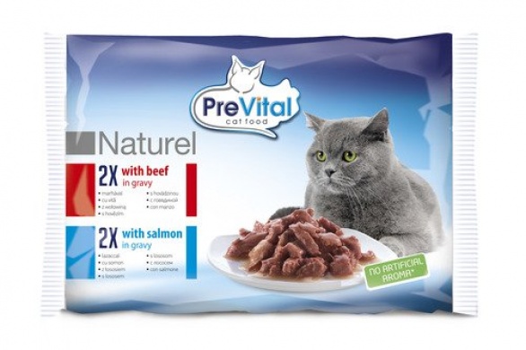 PreVital Naturel Cat kapsa hovězí+losos 4x85g