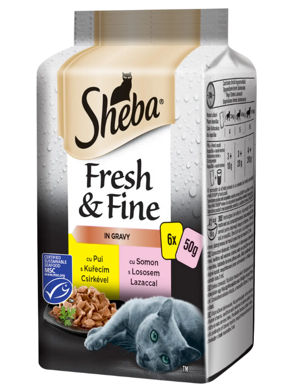 Sheba kapsička Fresh & Fine in Gravy s Kuřecím a Lososem 6x50g