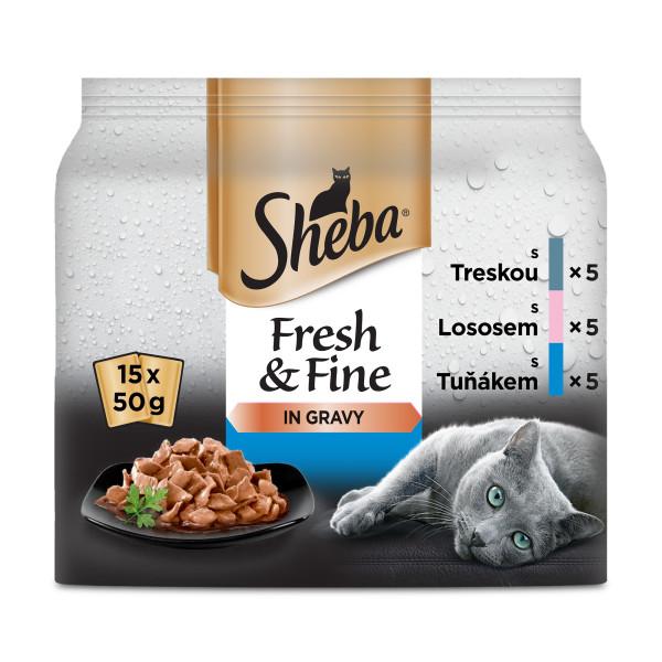 Sheba kapsička Fresh & Fine Rybí výběr in Gravy 15x50g